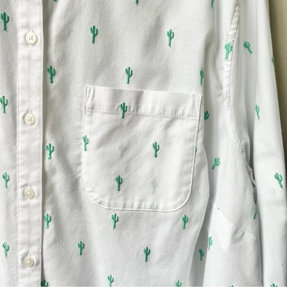 Lands' End Embroidered Cactus Shirt Women’s Size 2X (20W–22W) White Green Desert - Picture 6 of 12